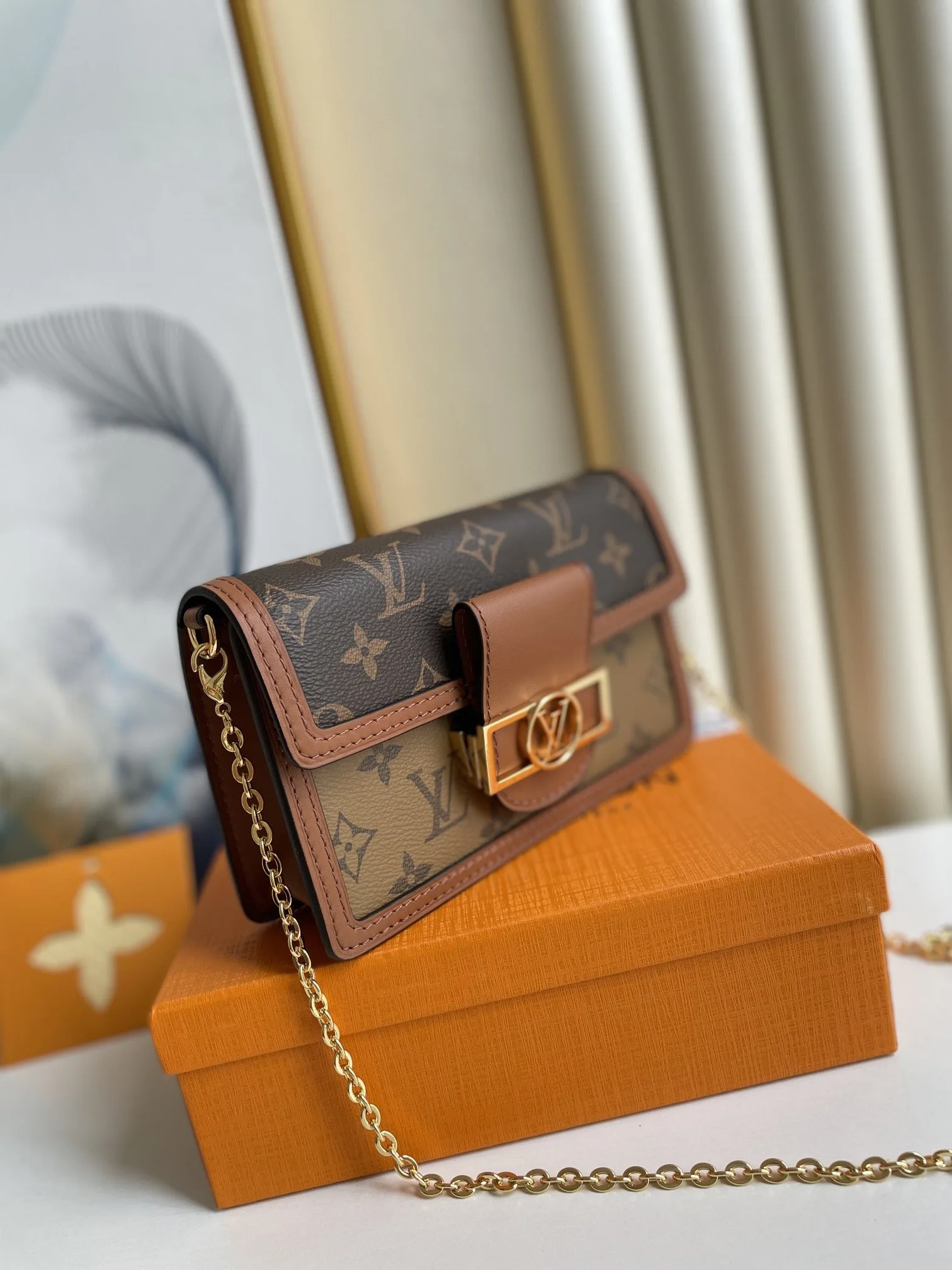 Louis Vuitton Dauphine Chain Wallet Combines Monogram And Monogram Reverse Canvas By Nicolas Ghesquière - Image 9