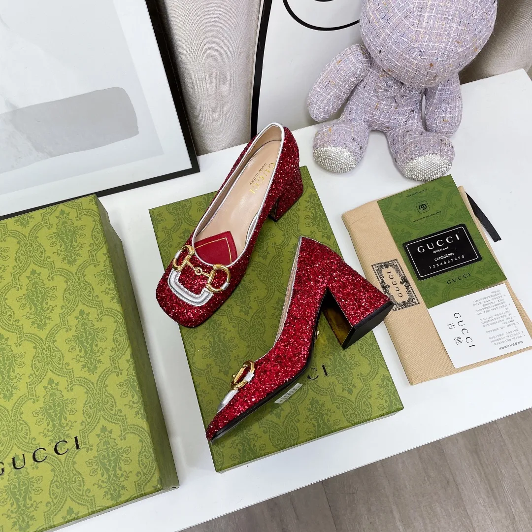 Alternative view of Gucci Lovelight Mid-Heel Crystal Ballet Flat With Horsebit Silver