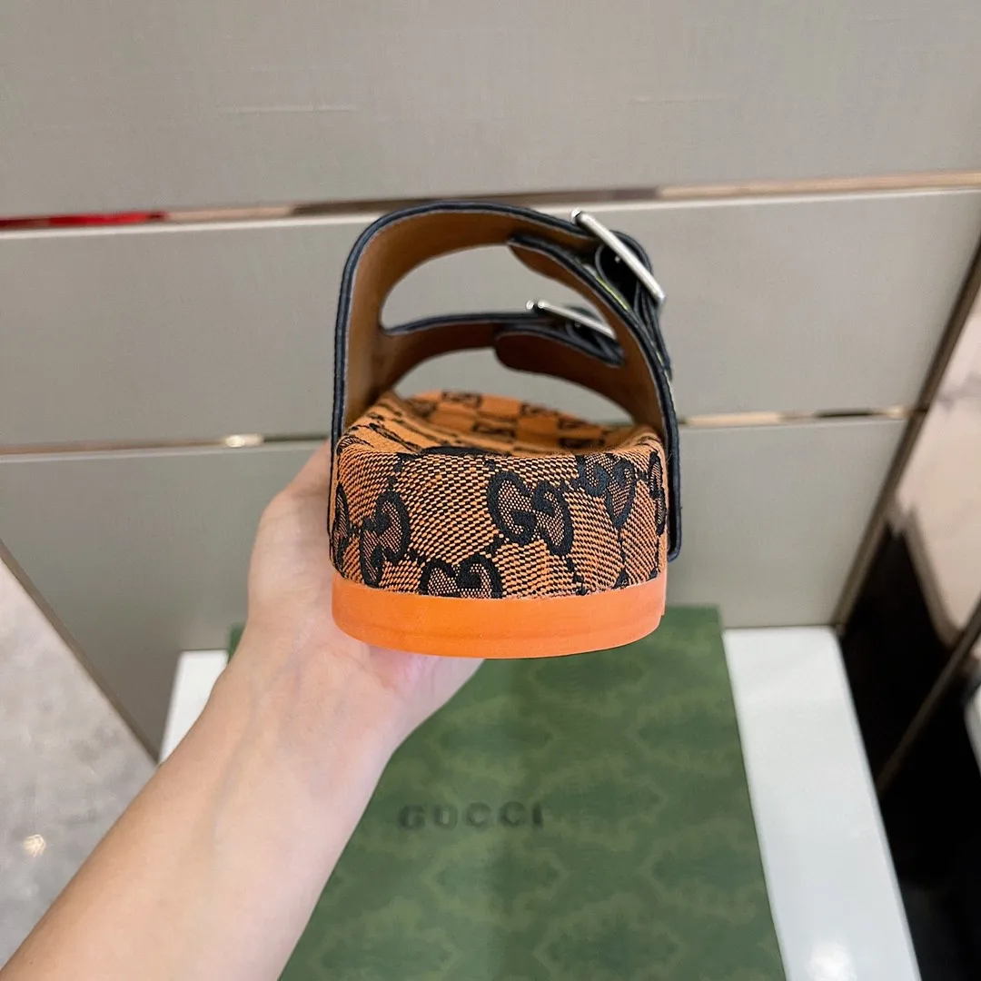 Gucci Slide Sandal With Straps Orange And Green 2HK60 - Image 9