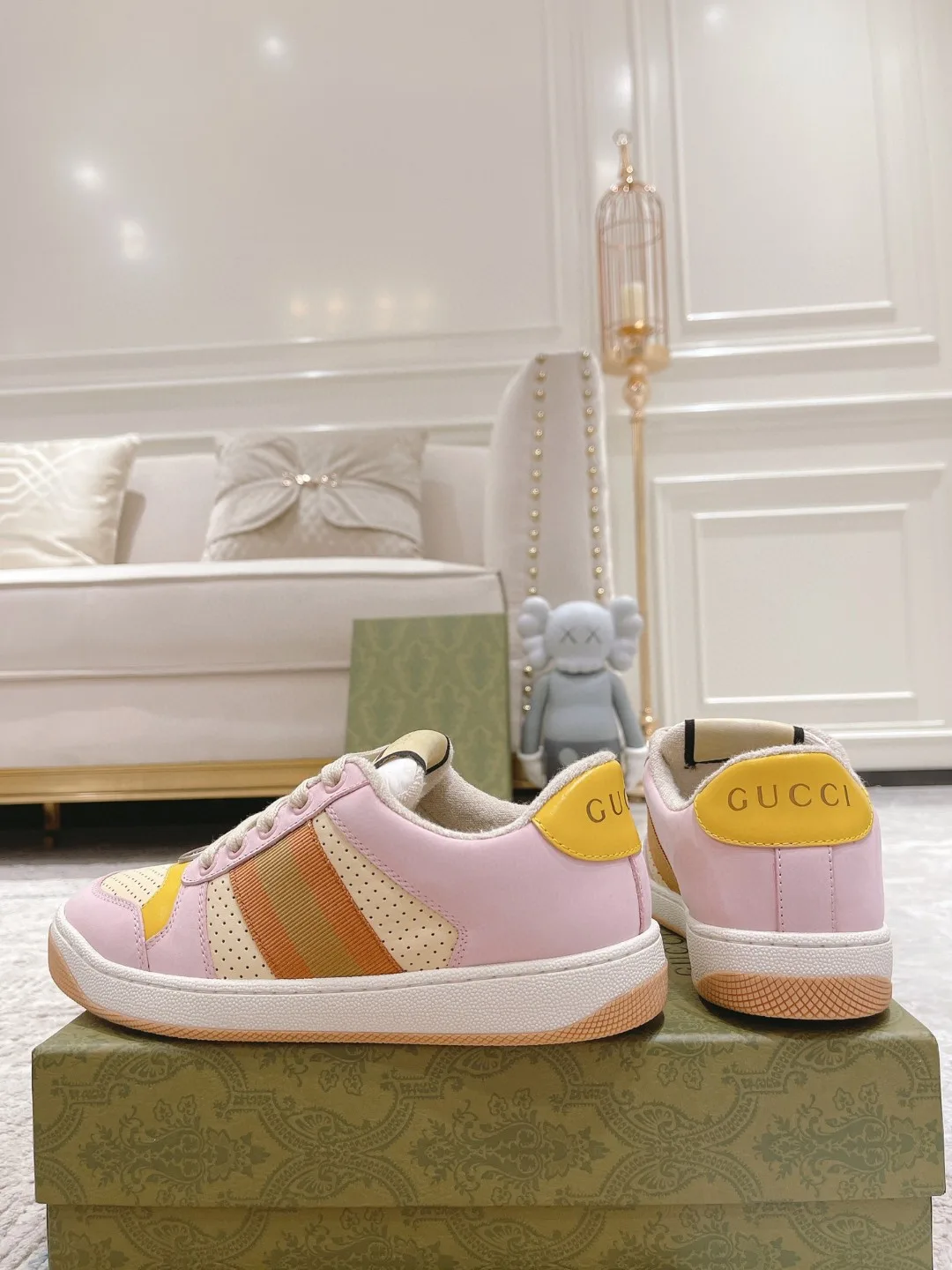 Gucci Lovelight Screener Sneaker Pale Pink GG Shoes - Image 9