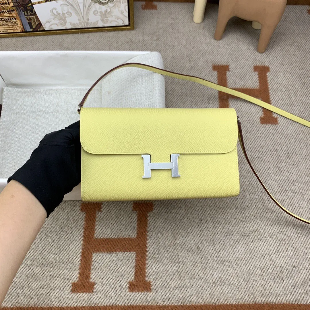 Hermes Constance Long Togo Wallet Yellow, Silver Toned Hardware Bag - Image 2