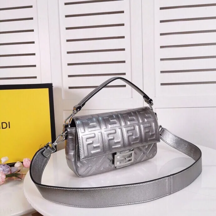 Alternative view of Fendi Baguette Chain Midi Medium Silver Bag For Woman /