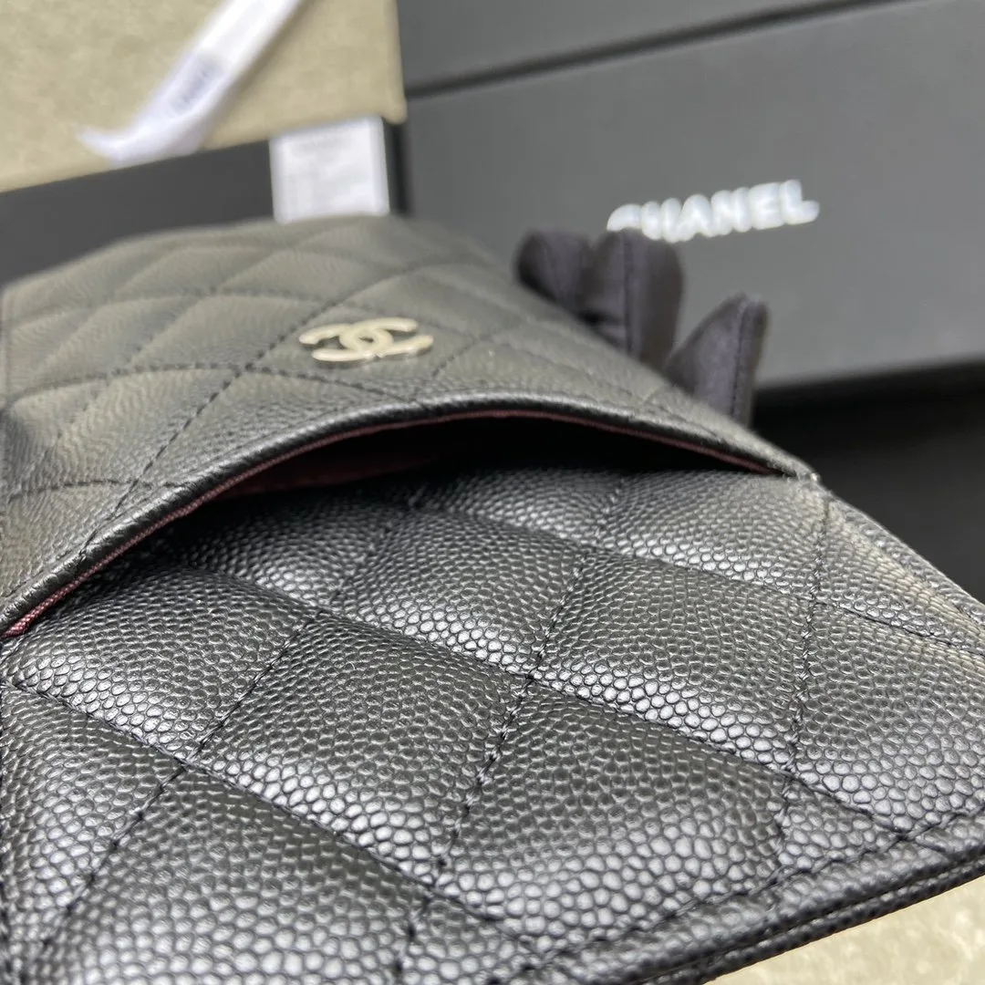 Chanel CO-CO Mini Pouch Wallet / Silver Hardware Black - Image 5