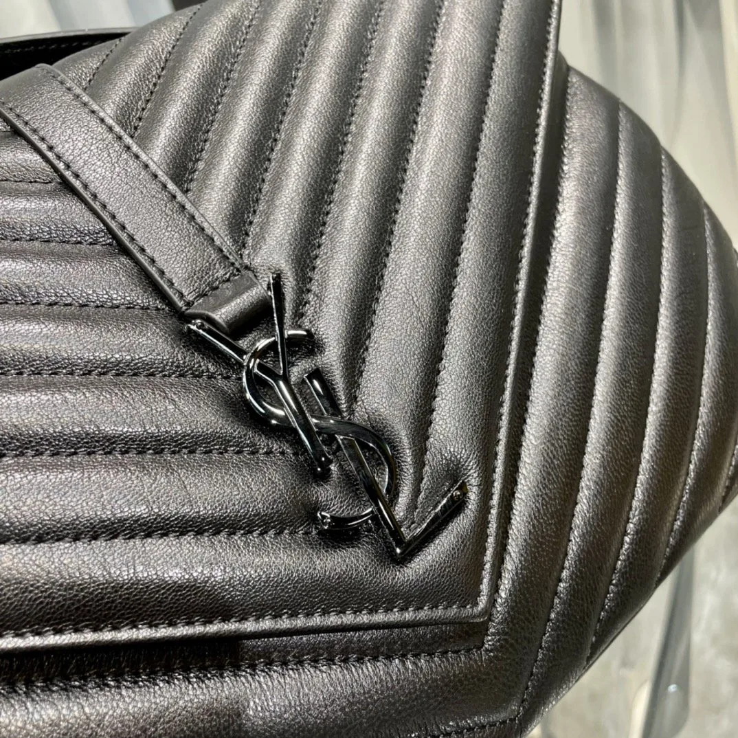 Saint Laurent College Large Chain Bag Black With Metal Toned Hardware / YSL - Image 5
