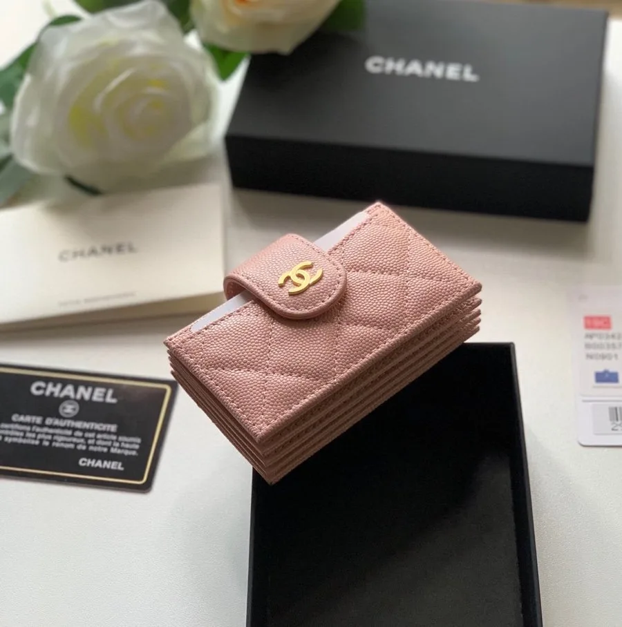 Chanel CO-CO Card Holder Wallet Pink Gold Toned Hardware / - Image 5