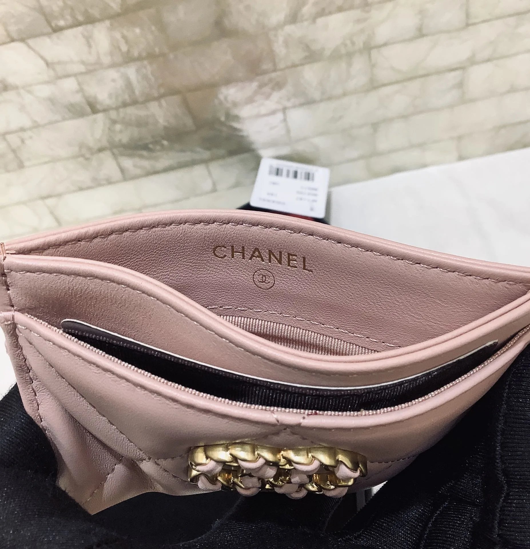 Chanel CO-CO 19 Card Holder Wallet Light Pink Gold Toned Hardware / - Image 5