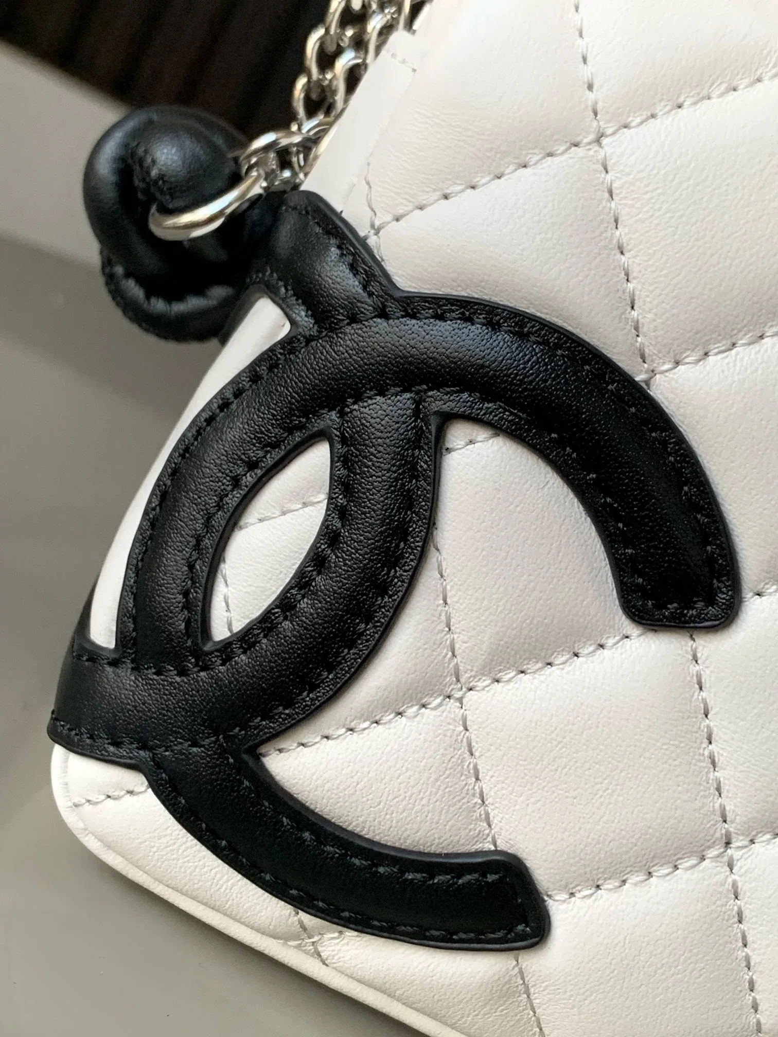 Chanel Cambon Pochette Shoulder Bag / White Silver Hardware - Image 8