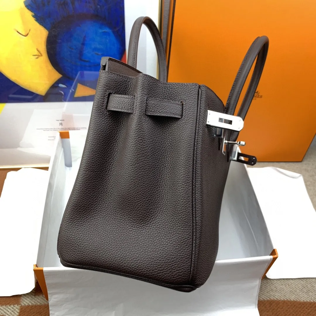 Hermes Birkin 30 Top Handle Bag / Togo Dark Grey Silver Hardware - Image 6