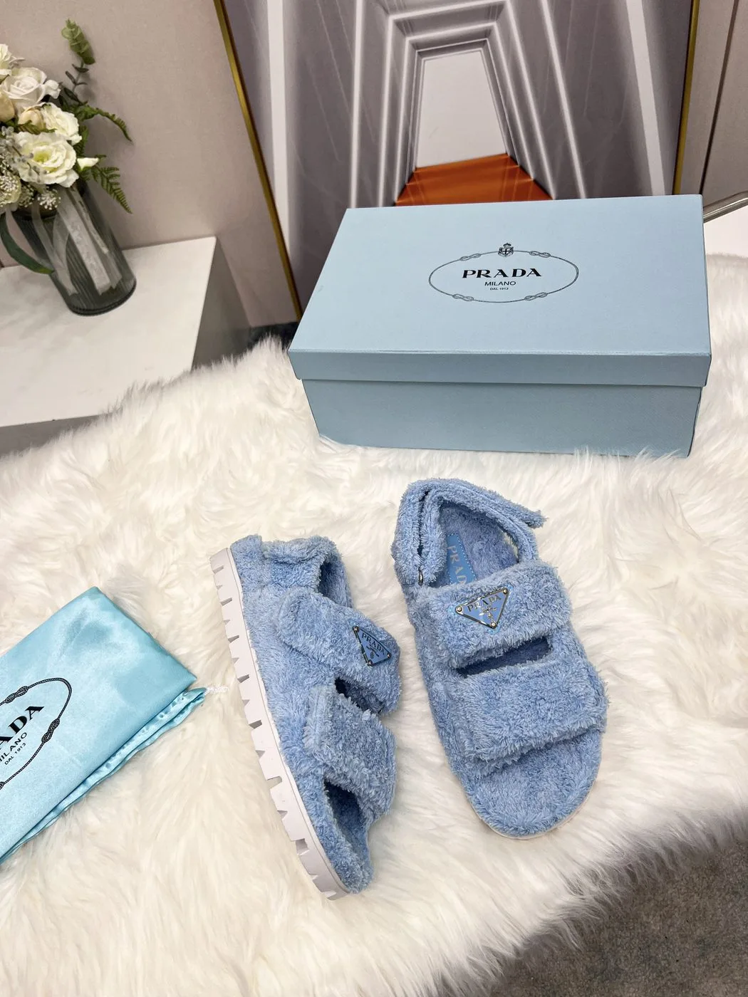 Alternative view of Prada Terrycloth Sandals Blue /