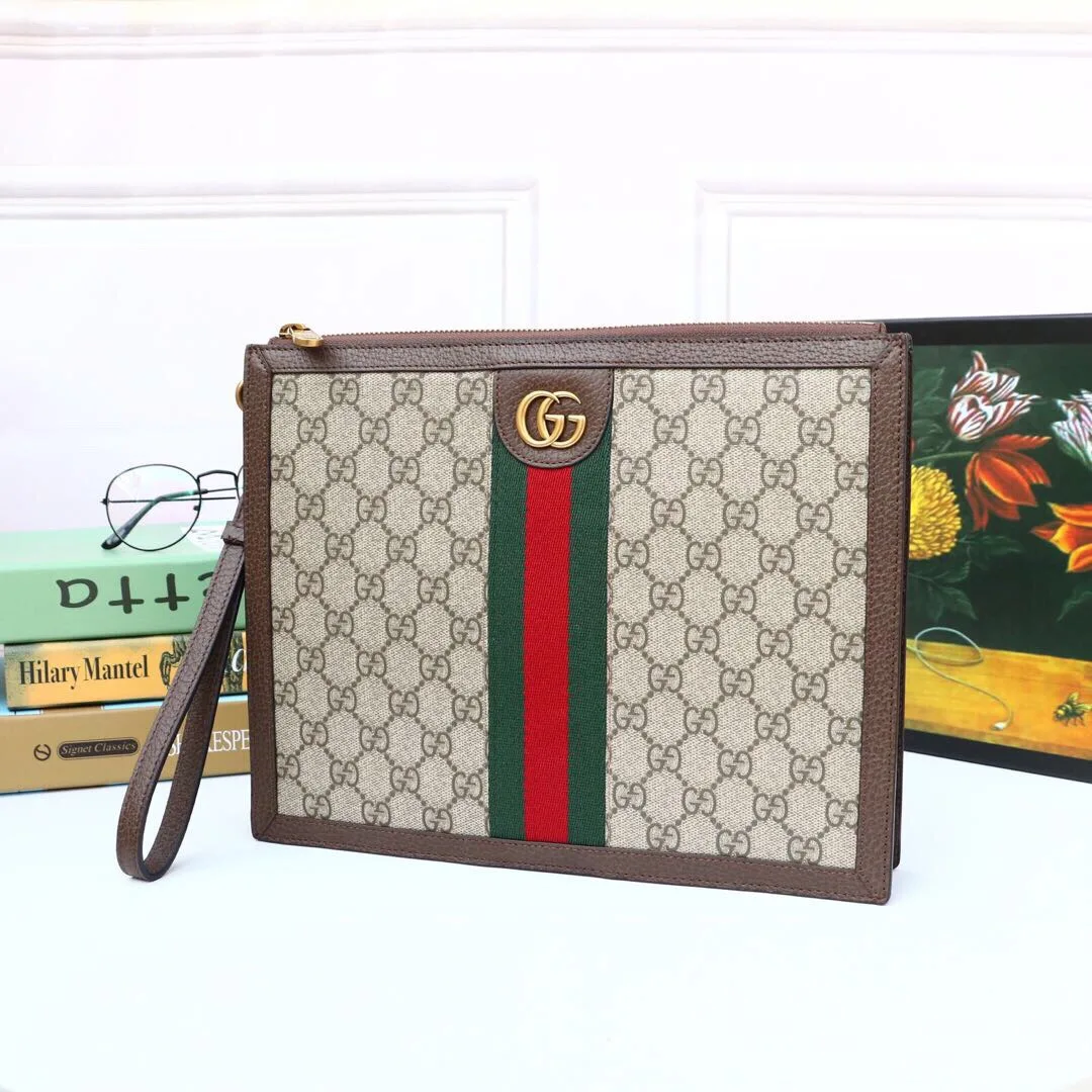 Gucci Ophidia Pouch With Web Beige And Ebony GG Supreme Canvas / - Image 2