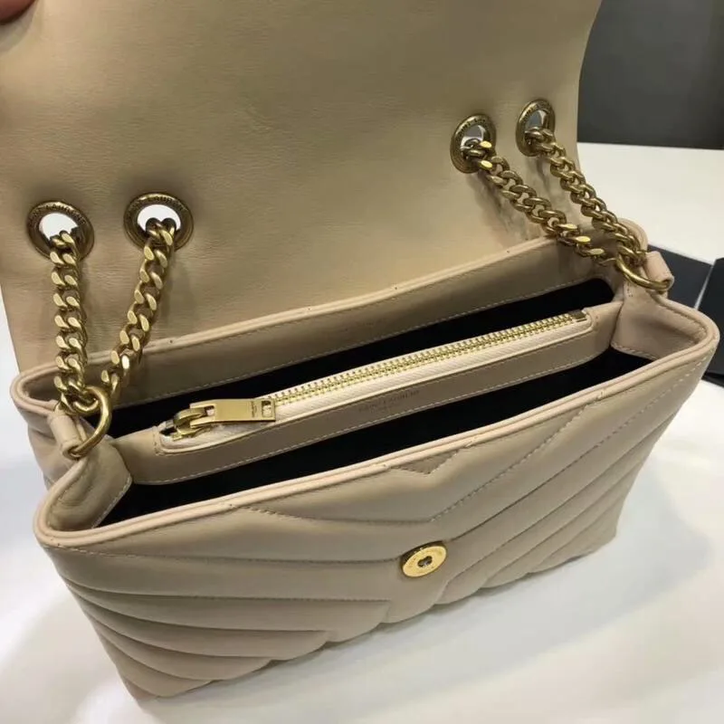Saint Laurent Loulou Small Chain Bag In Matelassé Y Beige / YSL - Image 4