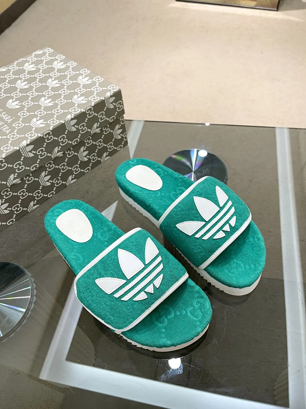 Gucci x Adidas Women’s GG Platform Sandal Green