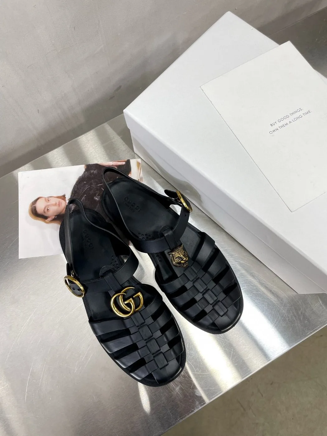 Alternative view of Gucci Women’s Rubber Buckle Strap Sandal Black