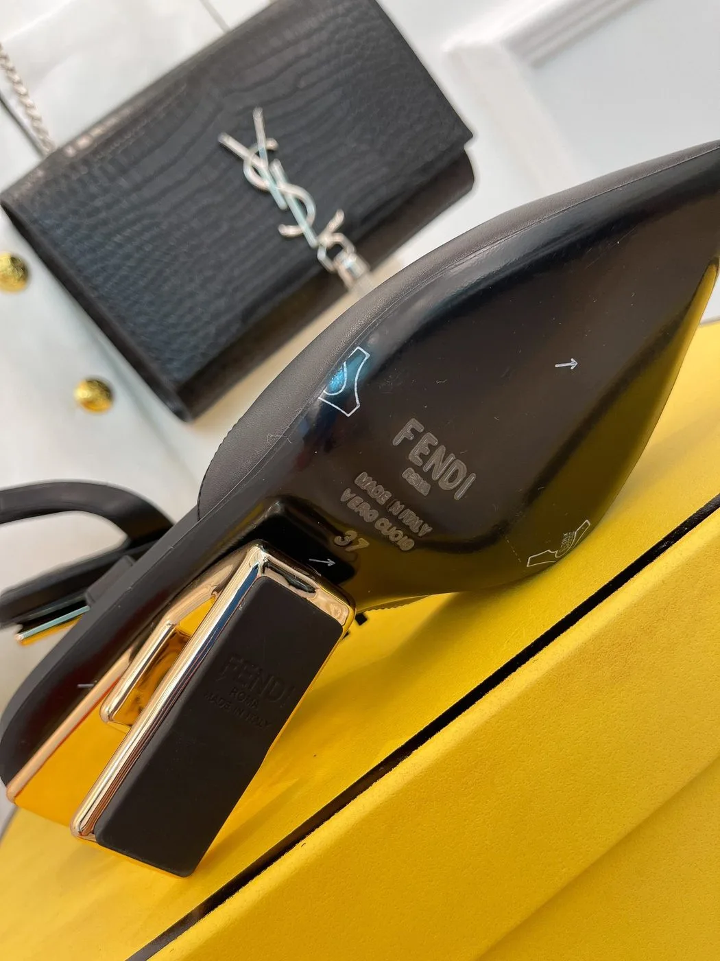 Fendi First Black High-Heeled Slingbacks 8J8367NA7F0QA1 - Image 4