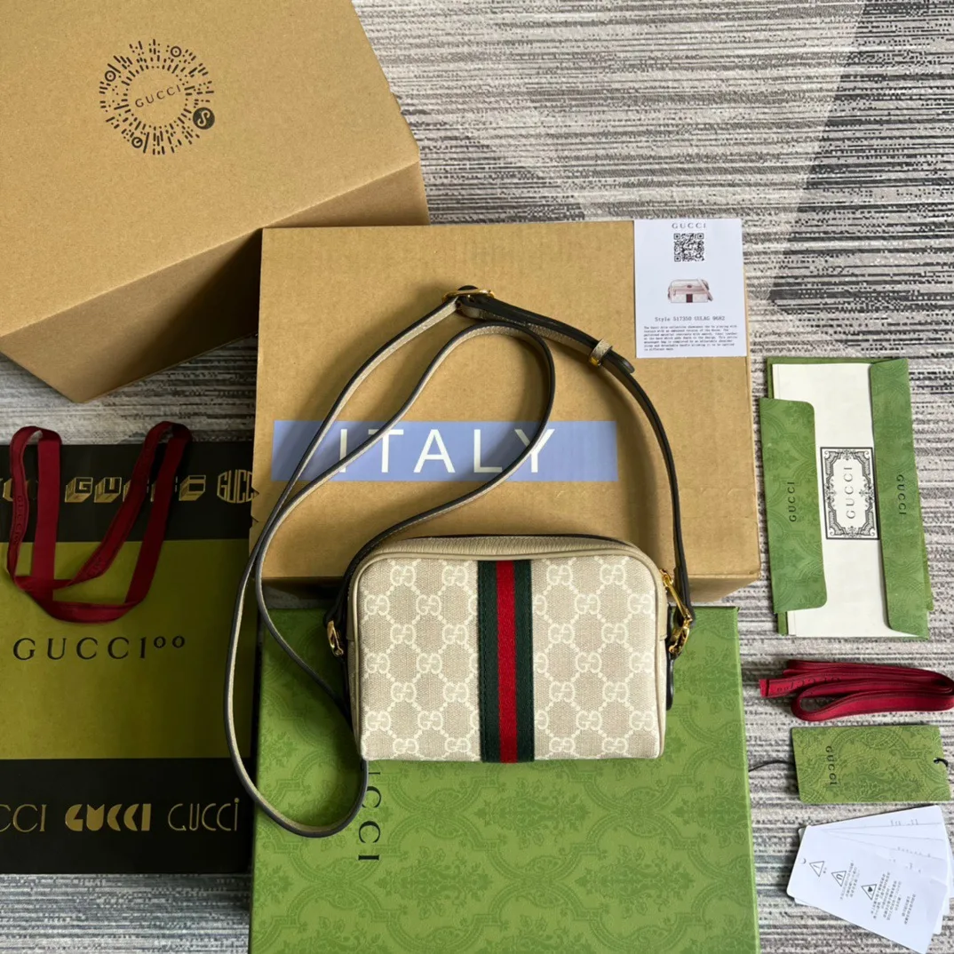 Gucci Ophidia Mini GG Bag Beige And Ebony GG Supreme Canvas, With Beige / - Image 3