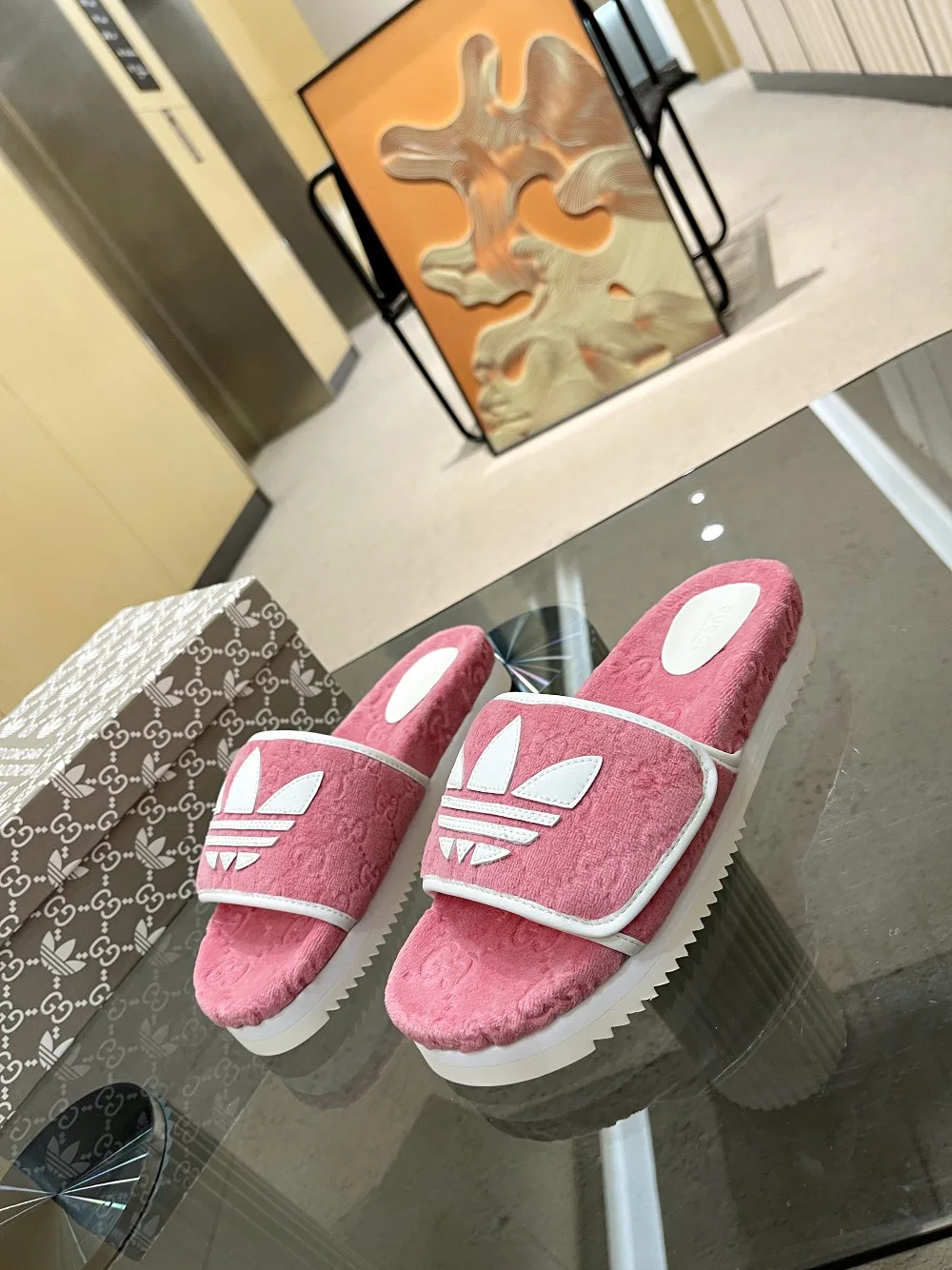 Alternative view of Gucci x Adidas Women’s GG Platform Sandal Pink