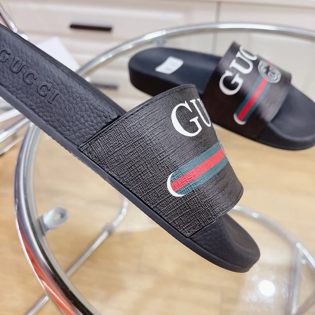 Gucci Women’s Logo Rubber Slide With Web Black - Image 6