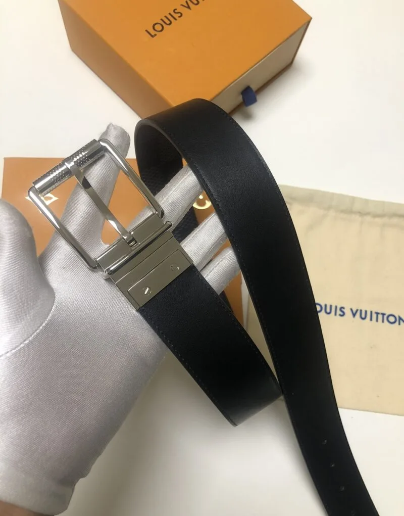 Louis Vuitton Sliver Tone Buckle Damier Belt Black - Image 4