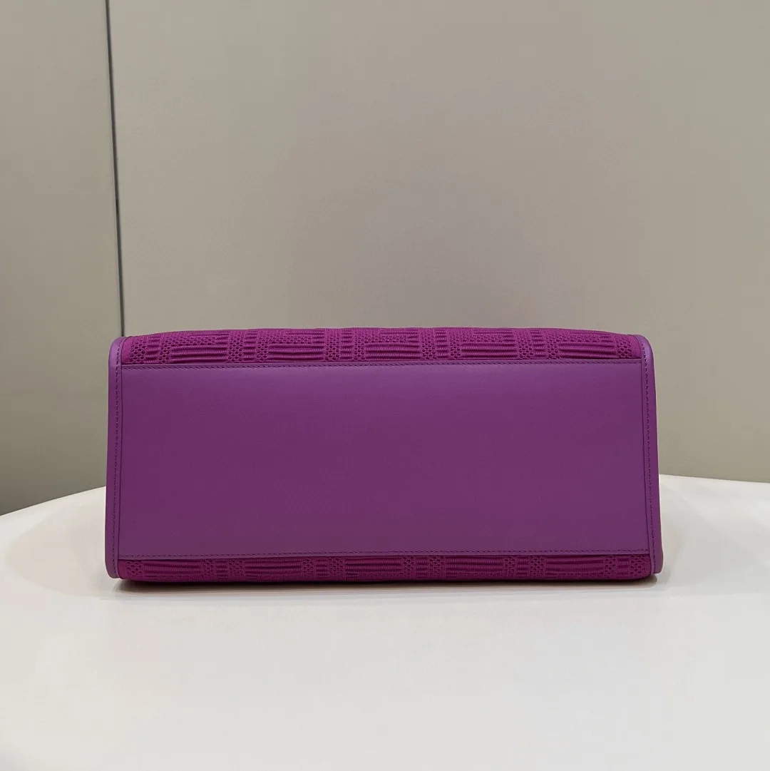 Fendi Sunshine Medium Purple FF fabric shopper Bag For Woman / 8BH386AHWCF037T - Image 4