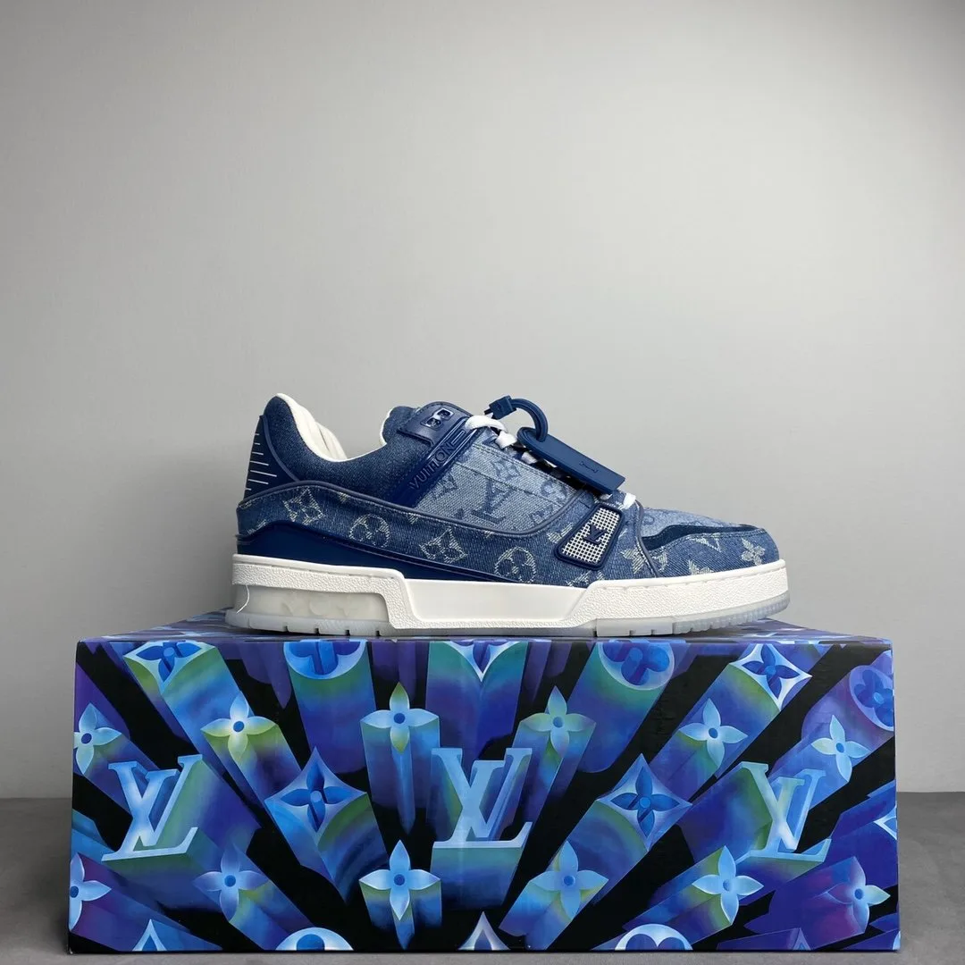 Louis Vuitton Trainer Sneaker Rubber Monogram Denim Blue Virgil Abloh - Image 8