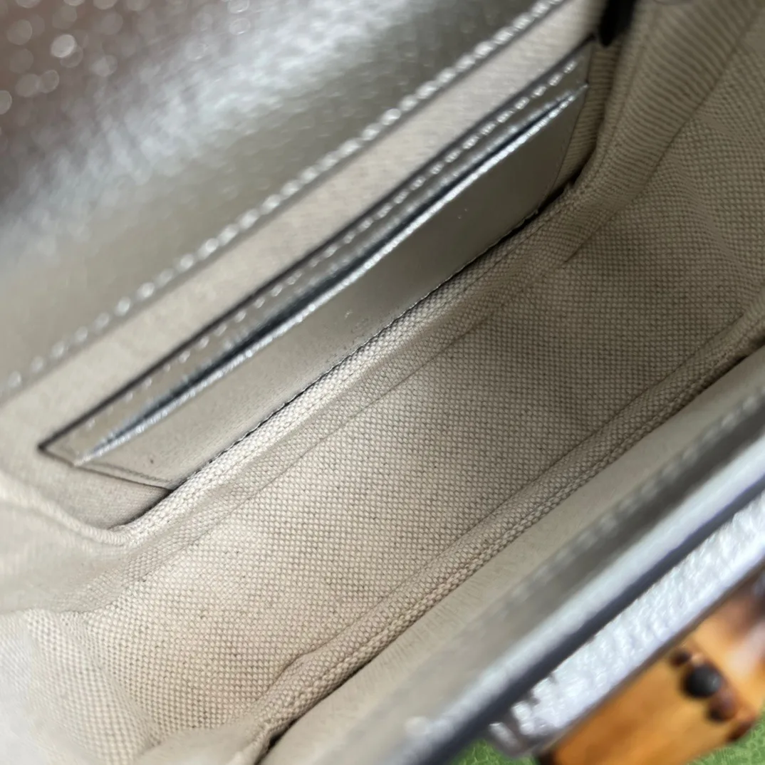 Gucci Bamboo 1947 Mini Top Handle Bag Silver - Image 6