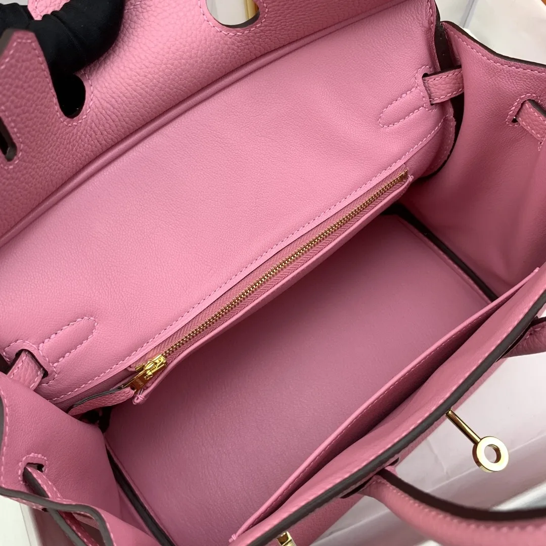 Hermes Birkin Top Handle Bag / Nata Swift Pink Gold Hardware - Image 5