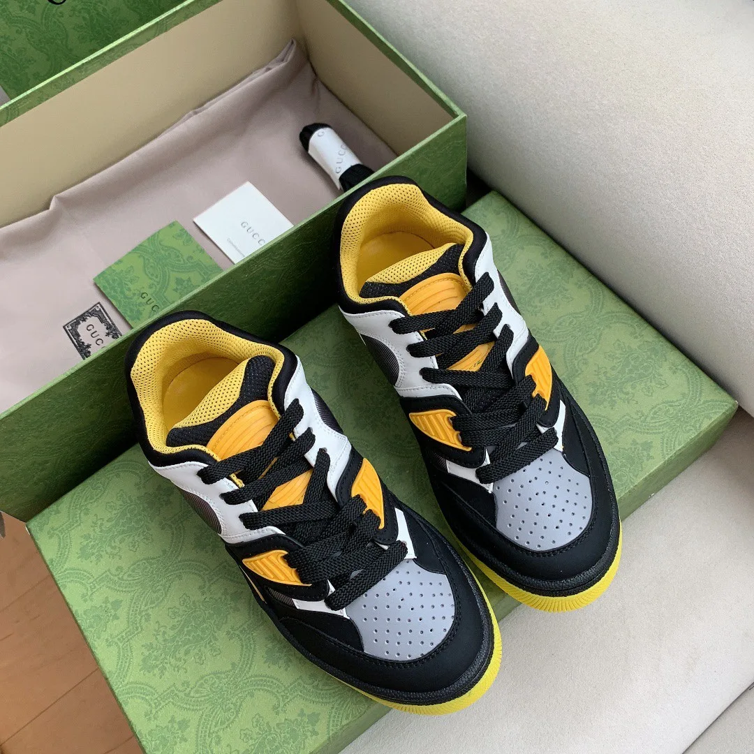 Gucci Men’s Basket Sneaker Black Yellow And White - Image 2