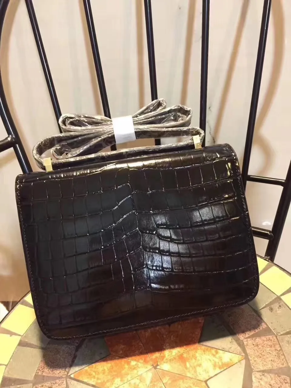 Hermes Constance 24 Pattern Crocodile Black - Image 3