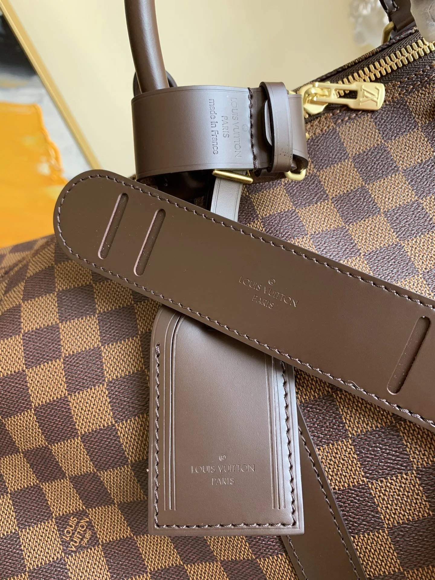 Louis Vuitton Keepall Bandouliere 55 Travel Bag / Brown Damier Ebene Gold Hardware - Image 6