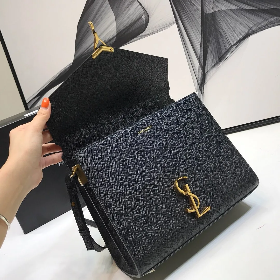 Saint Laurent Cassandra Medium Top Handle Bag In Grain Black / YSL - Image 4