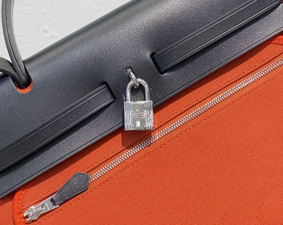 Hermes Herbag Zip Bag Red, Silver Toned Hardware Bag - Image 5