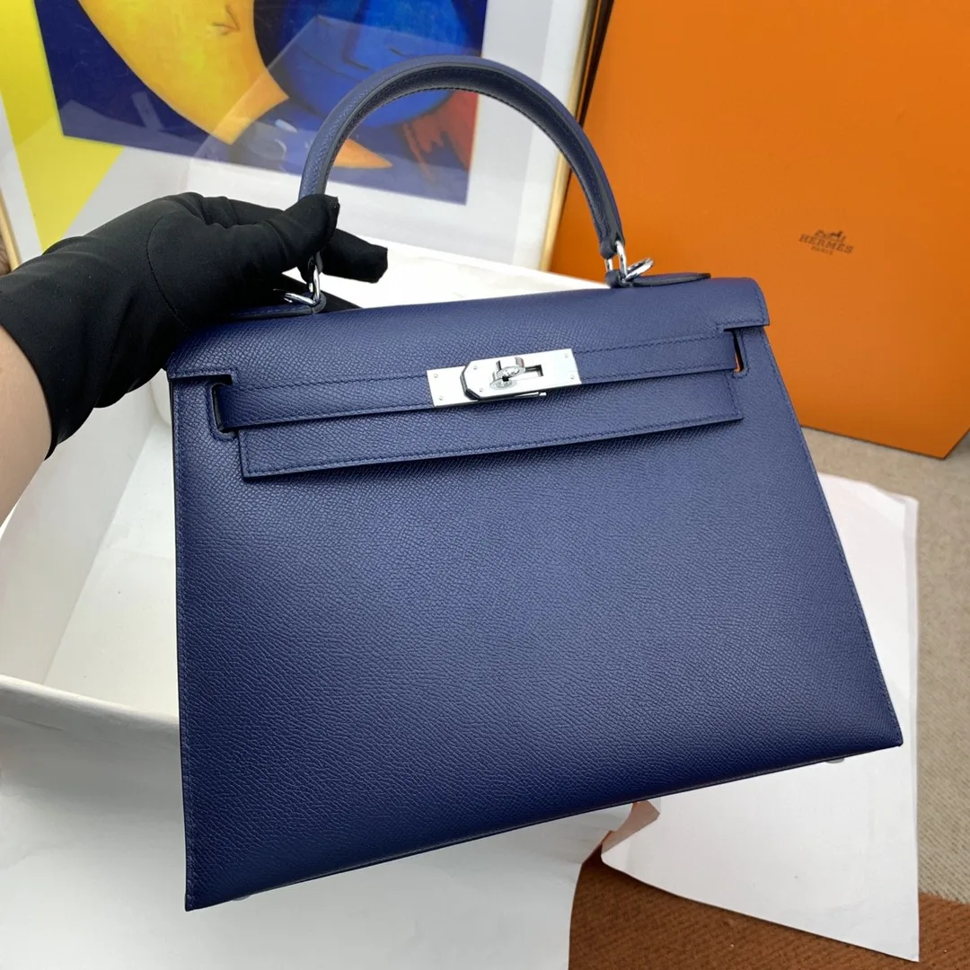 Hermes Kelly 28 Sellier Epsom Blue Bag - Image 3