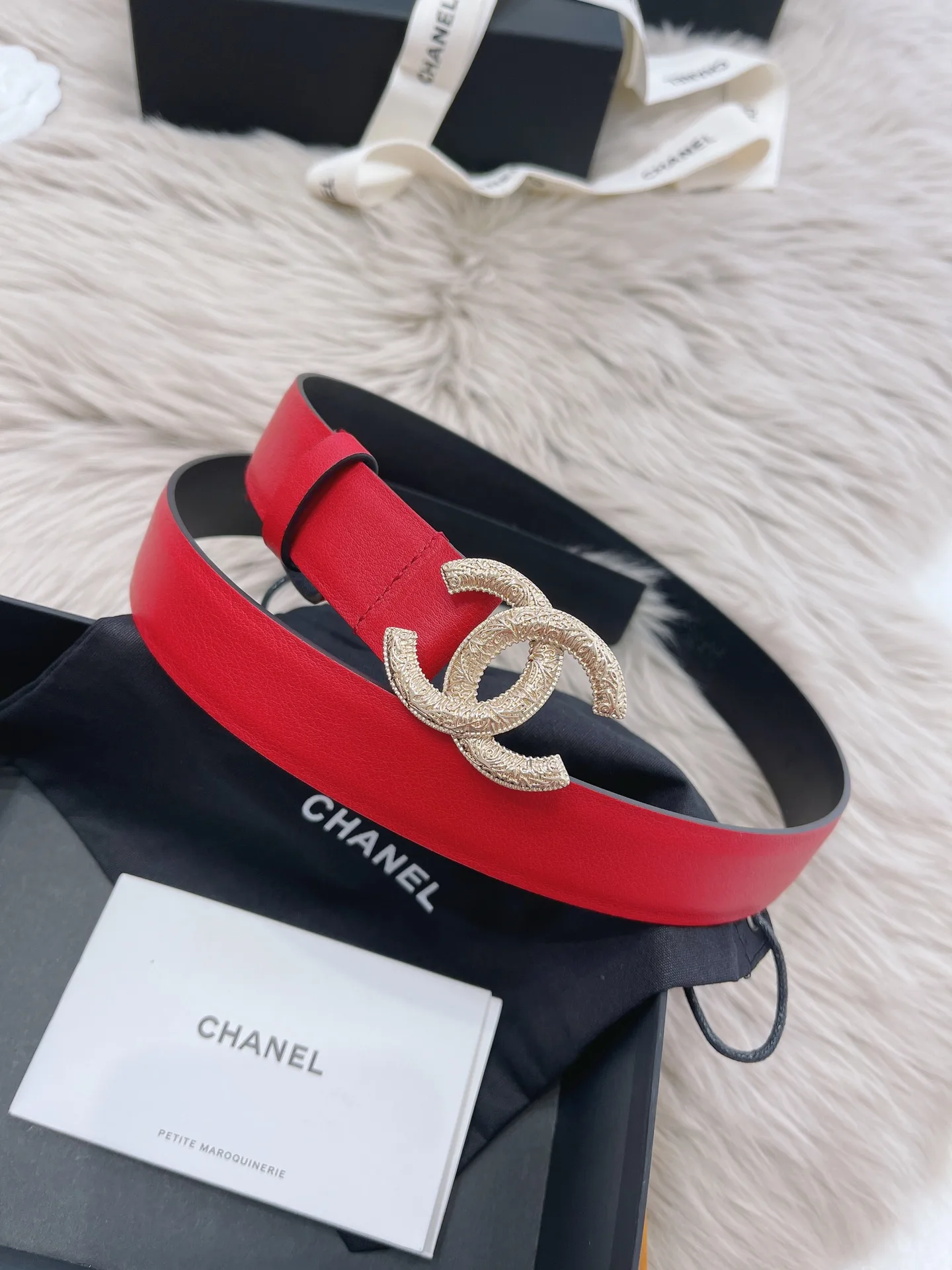 Chanel Attach Stone Metal CC Belt Red - Image 7