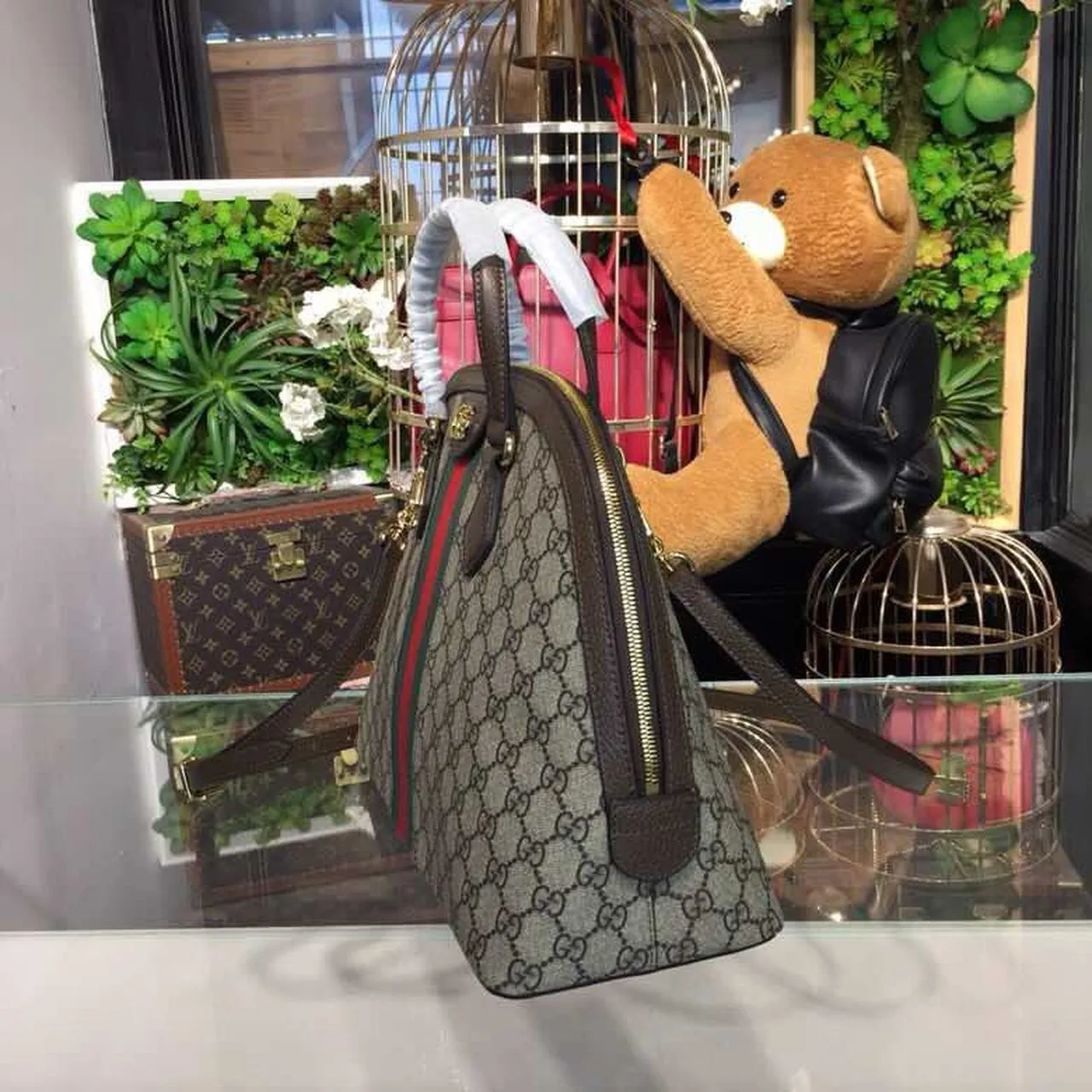 Gucci Ophidia Medium Shoulder Bag Beige/Ebony GG Supreme Canvas / - Image 3