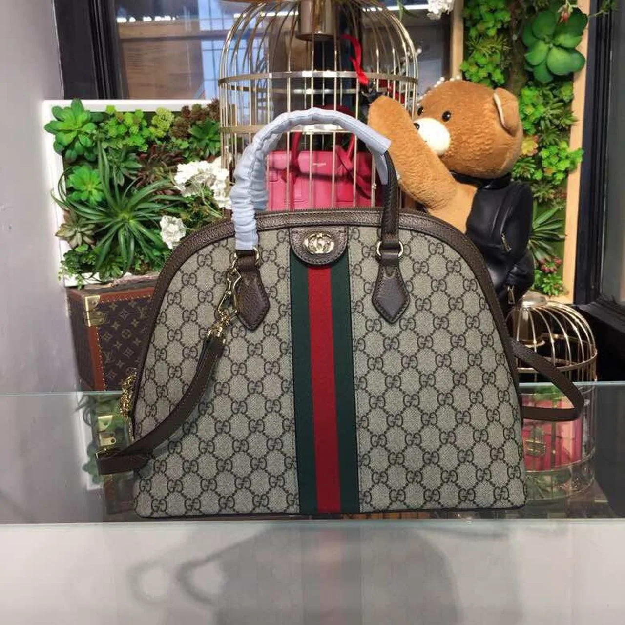 Alternative view of Gucci Ophidia GG Medium Tote Bag Beige/Ebony GG Supreme Canvas With Brown /