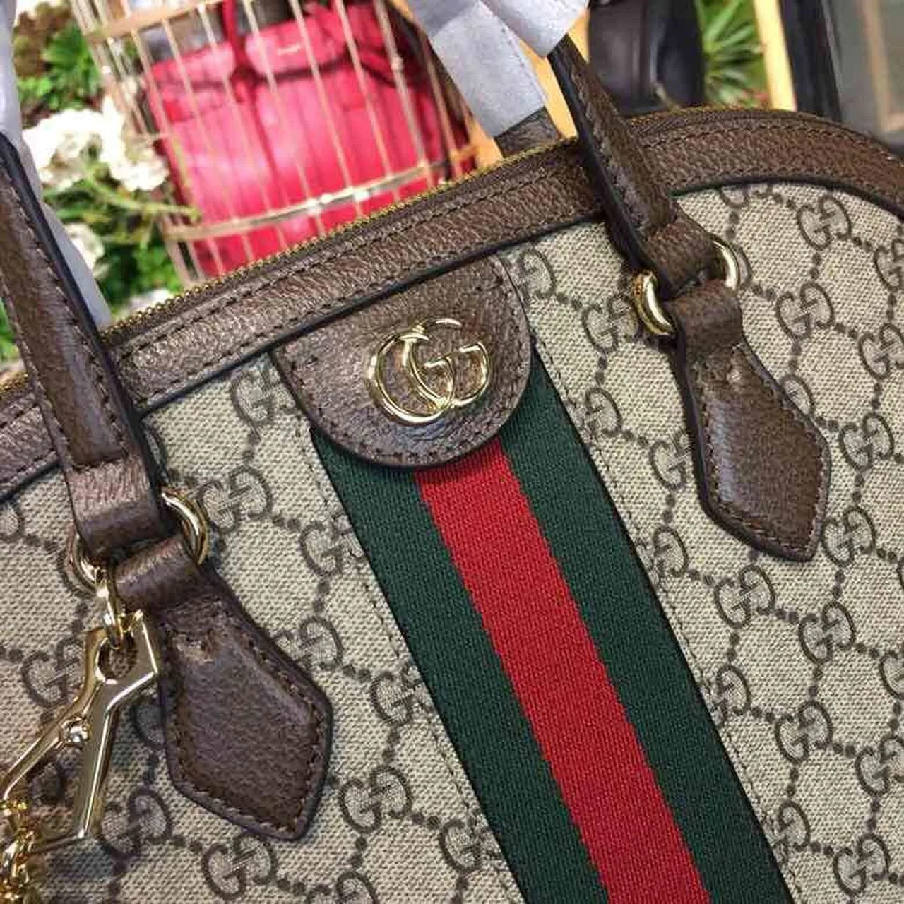 Gucci Ophidia Medium Shoulder Bag Beige/Ebony GG Supreme Canvas / - Image 6