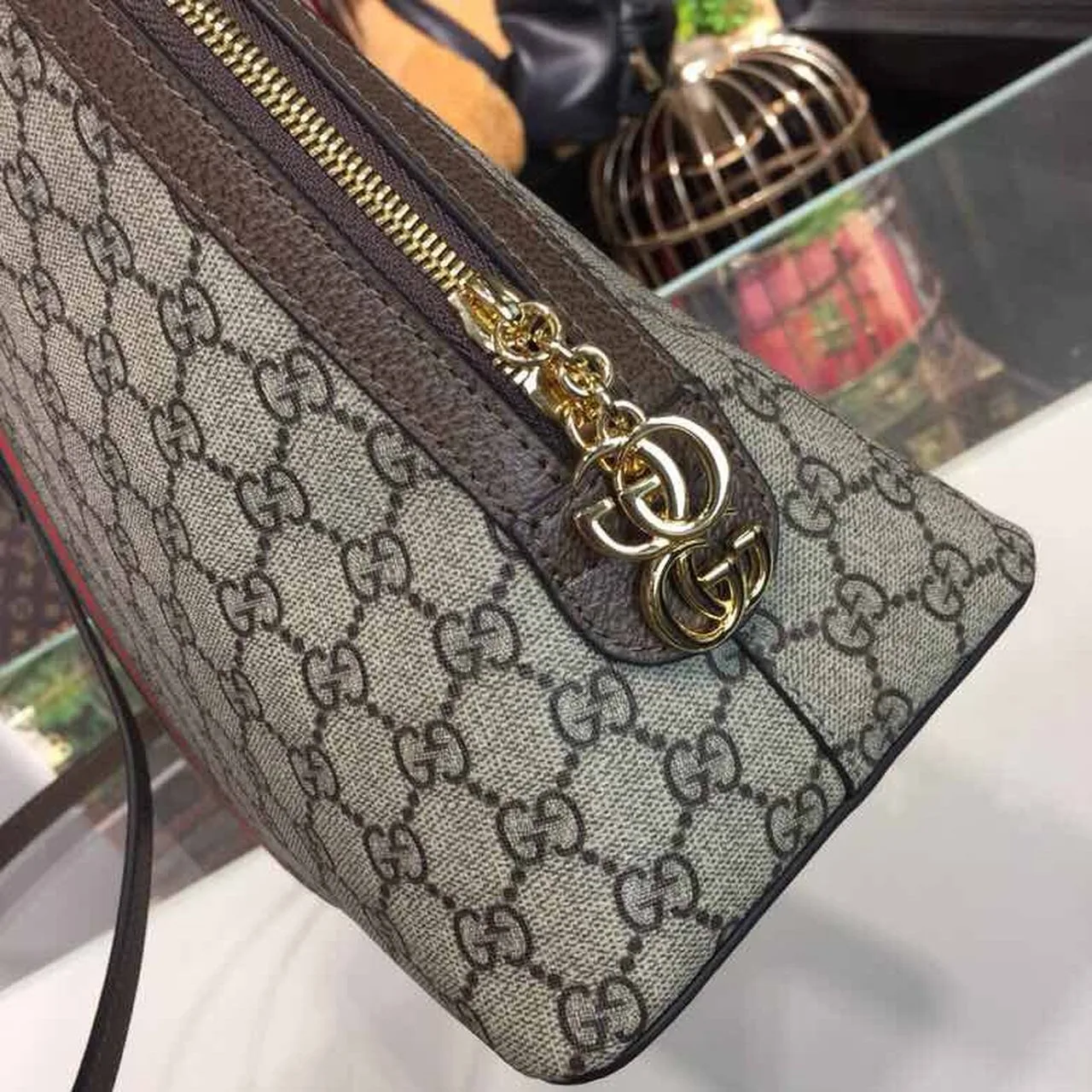 Gucci Ophidia Medium Shoulder Bag Beige/Ebony GG Supreme Canvas / - Image 5