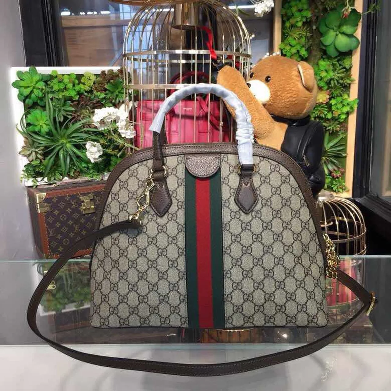 Gucci Ophidia Medium Shoulder Bag Beige/Ebony GG Supreme Canvas / - Image 4