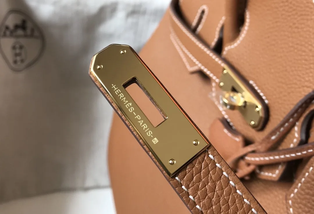 Hermes Birkin Top Handle Bag / Brown Togo Gold Hardware Bag - Image 6