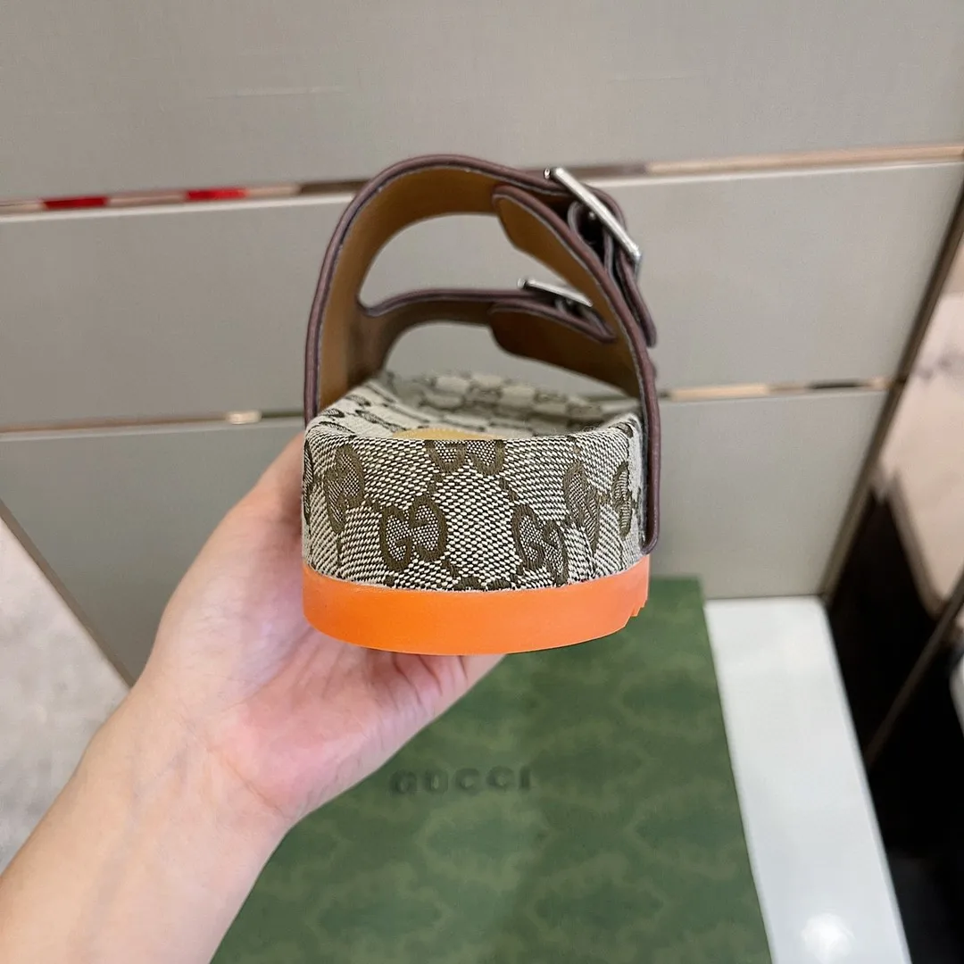 Gucci Slide Sandal With Straps Gray Orange 2HK60 - Image 3