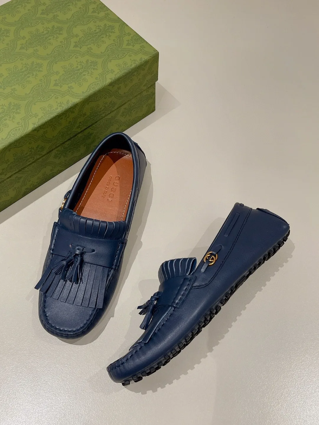 Gucci Men’s Loafer With Driver Interlocking G Blue - Image 4
