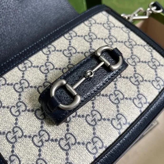 Gucci Horsebit 1955 GG Mini Bag Beige And Blue Supreme Canvas / - Image 8