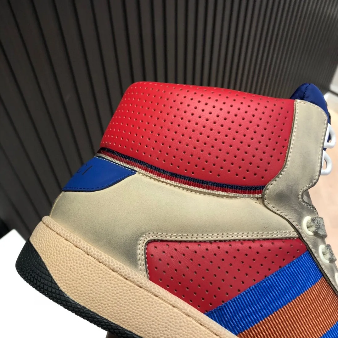 Gucci Men’s Screener High-Top White Red Blue - Image 6