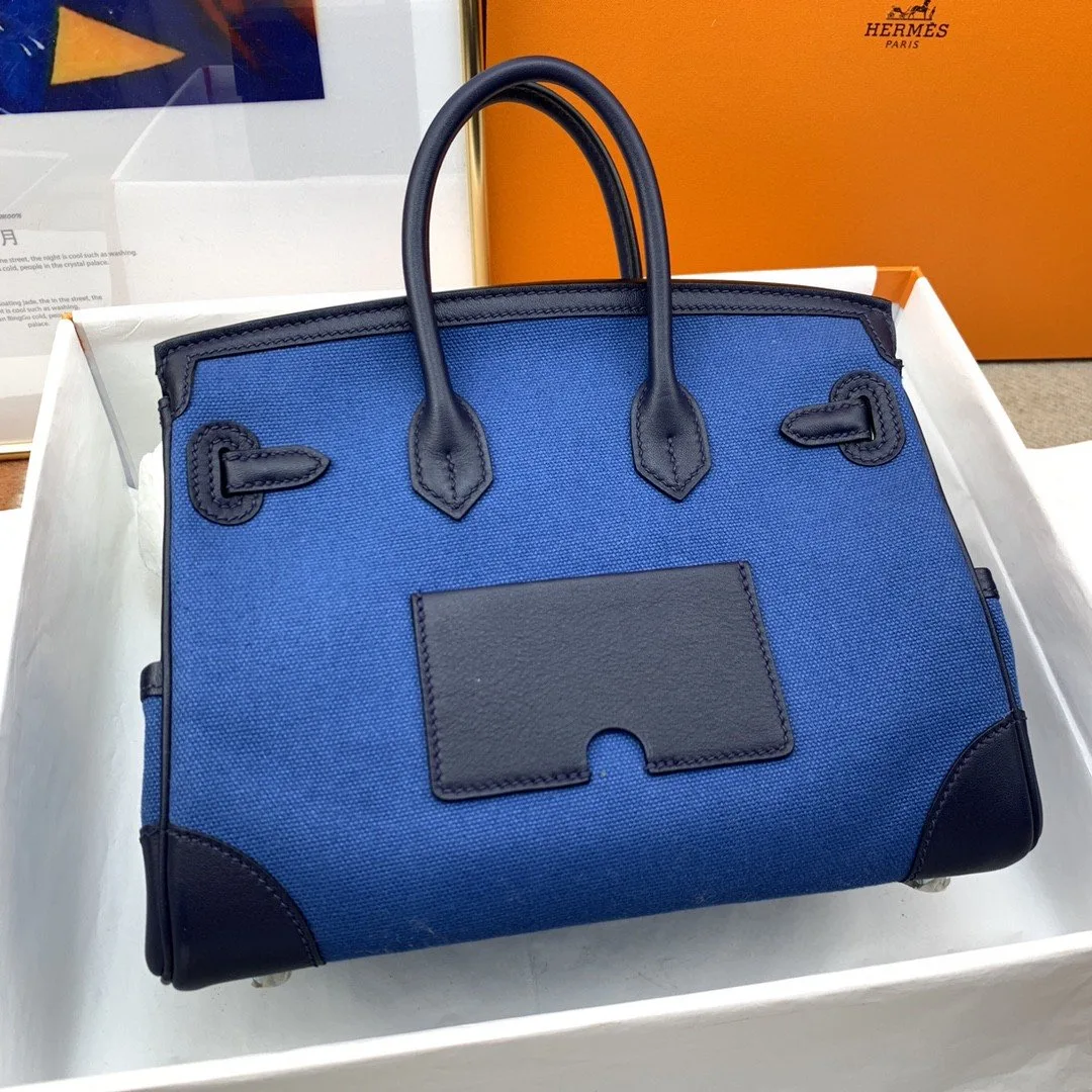 Hermes Birkin Cargo 25 Top Handle Bag / Blue Silver Hardware Bag - Image 7