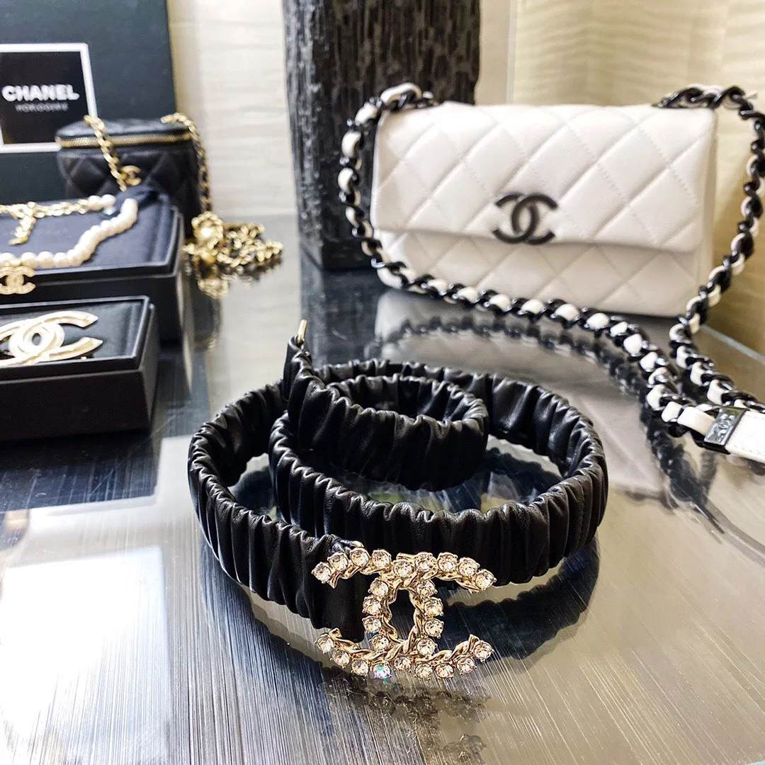 Chanel Twinkle Stone Interlocking C Buckle Belt Black - Image 4