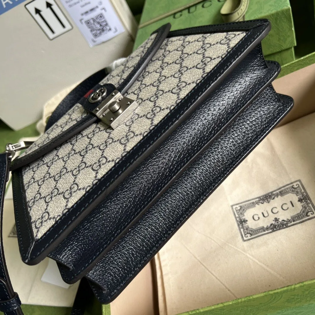 Gucci Ophidia Small Top Handle Bag / Beige Supreme Canvas Silver Hardware - Image 10
