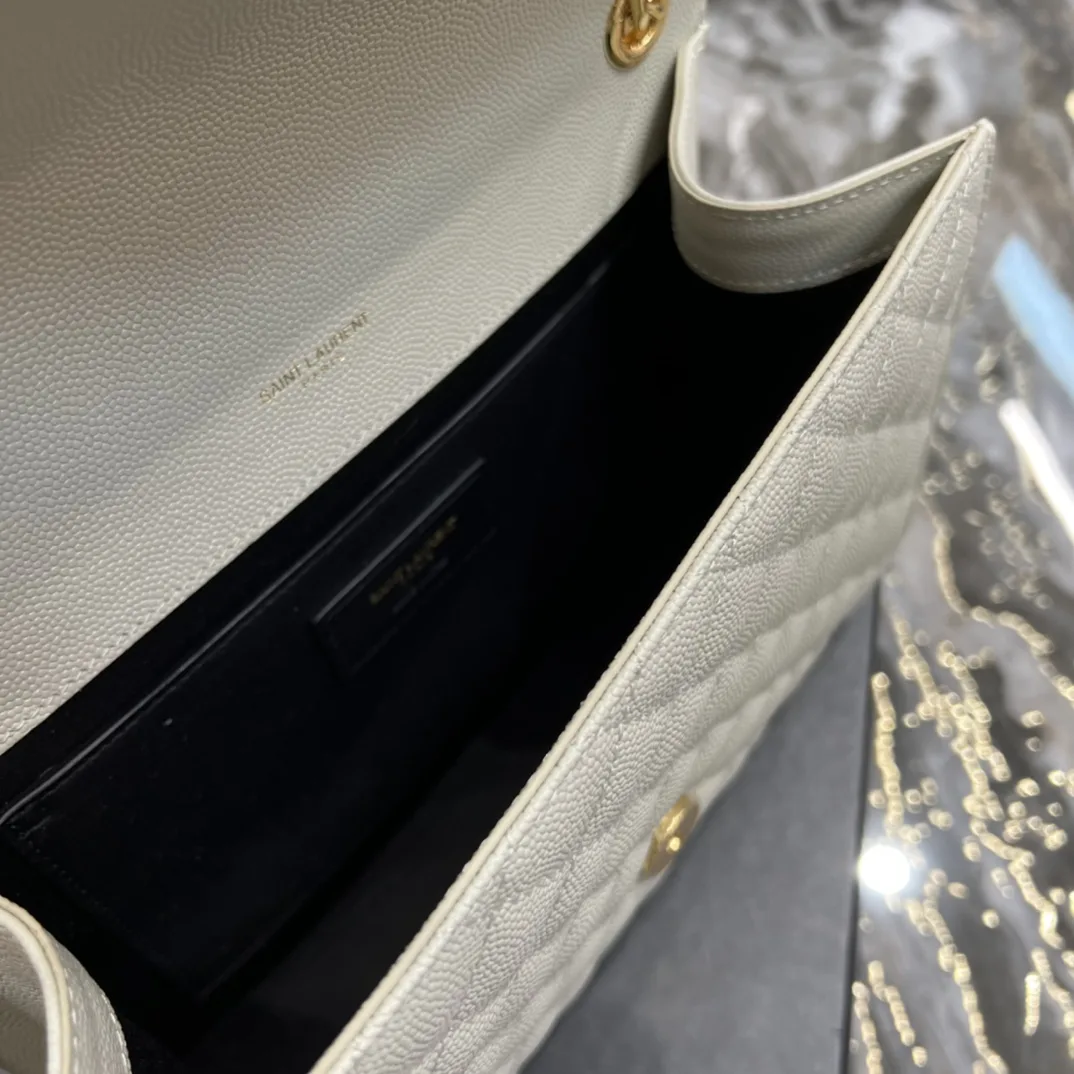 Saint Laurent Envelope Medium Chain Bag White - Image 2