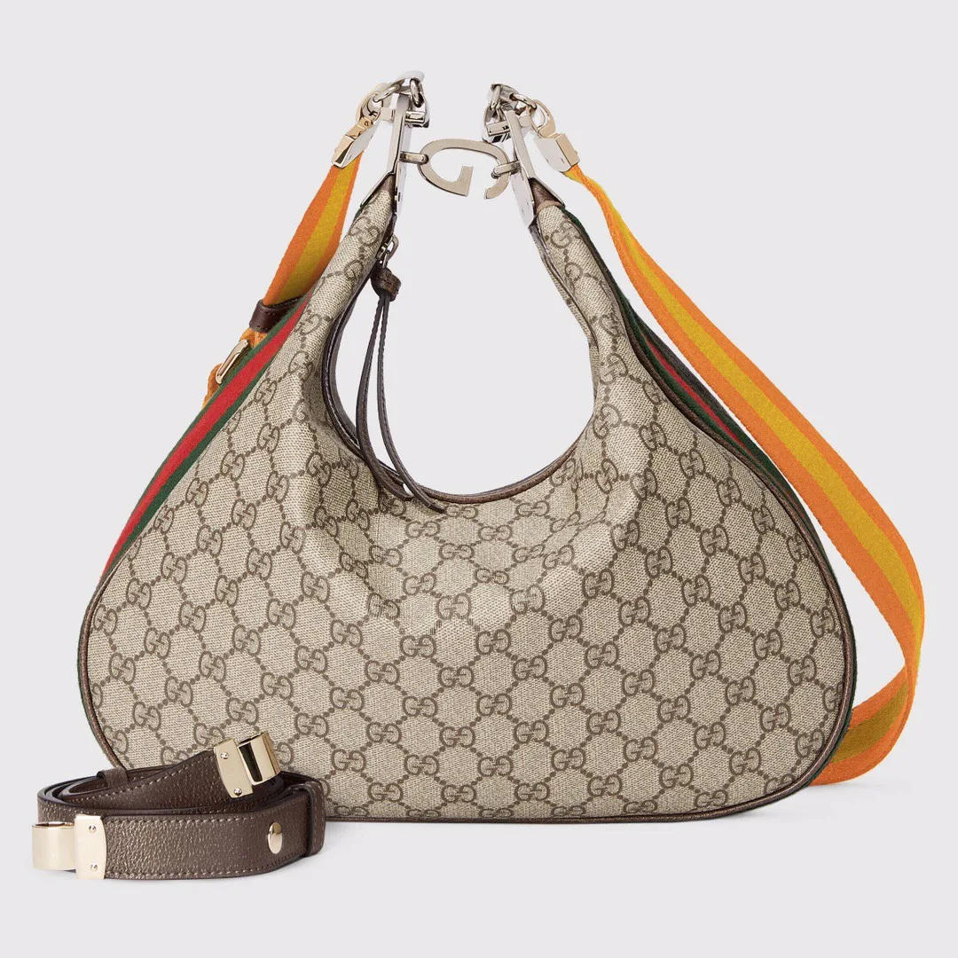 Gucci Atache Large Shoulder Bag / Beige And Multicolor - Image 5