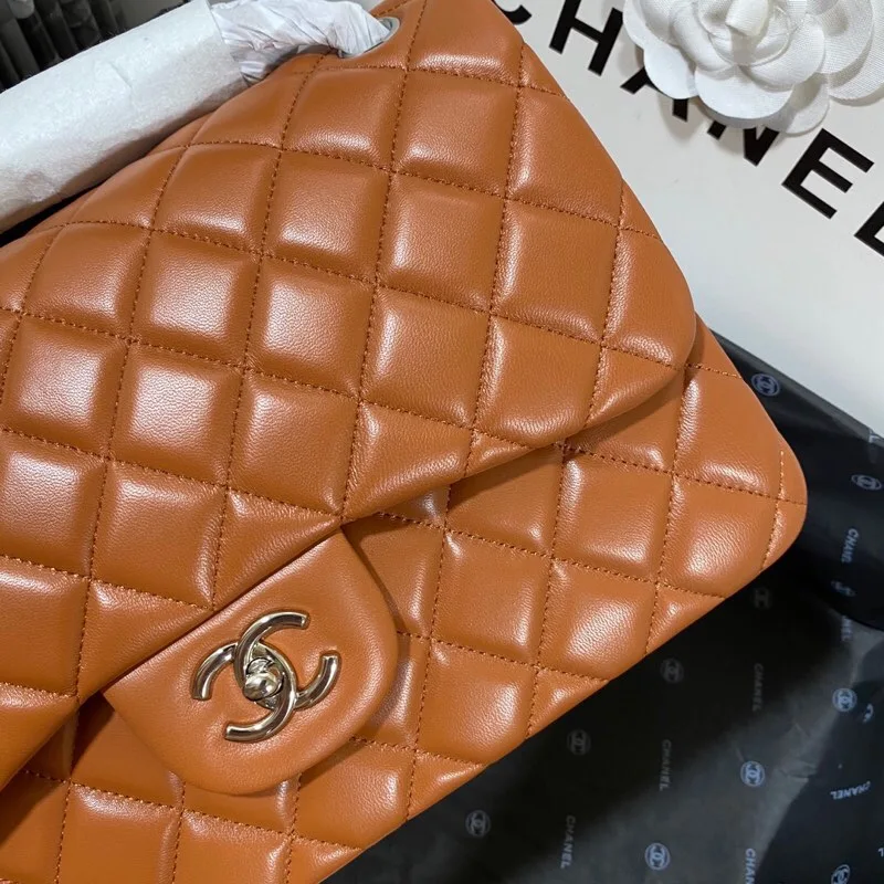 Chanel Classic Double Flap Bag Large Crossbody / Brown Silver Hardware - Image 6