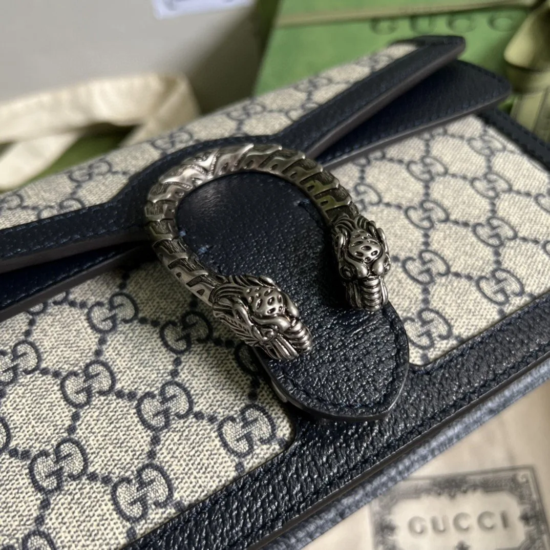 Gucci Dionysus Small Shoulder Bag / Beige/ Blue GG Supreme Canvas Antique Silver Hardware - Image 9